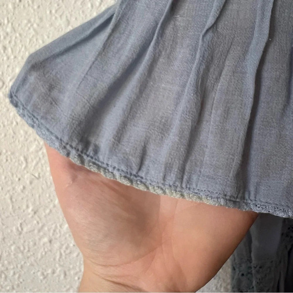 Free People Golden Hour Tie Back Flowy Blouse Blue Size Small - Picture 6 of 10